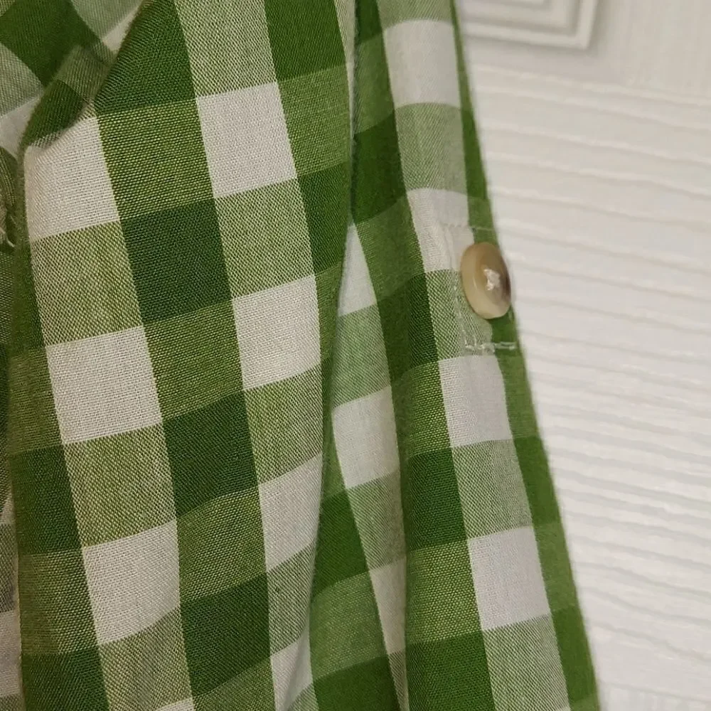 Old Navy Green Gingham Plaid Button Shirt Sz 4T